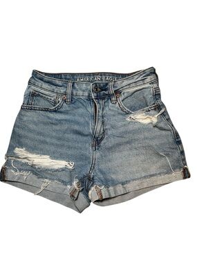 American Eagle Strigid Perfect Denim Shorts‎ Cuffed Blue Size 00